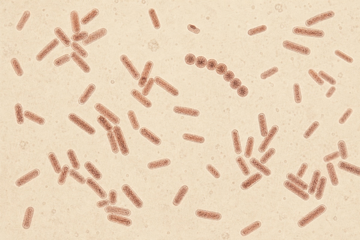Microscopy-inspired illustration of rod-shaped and coccus-shaped sourdough lactic-acid bacteria