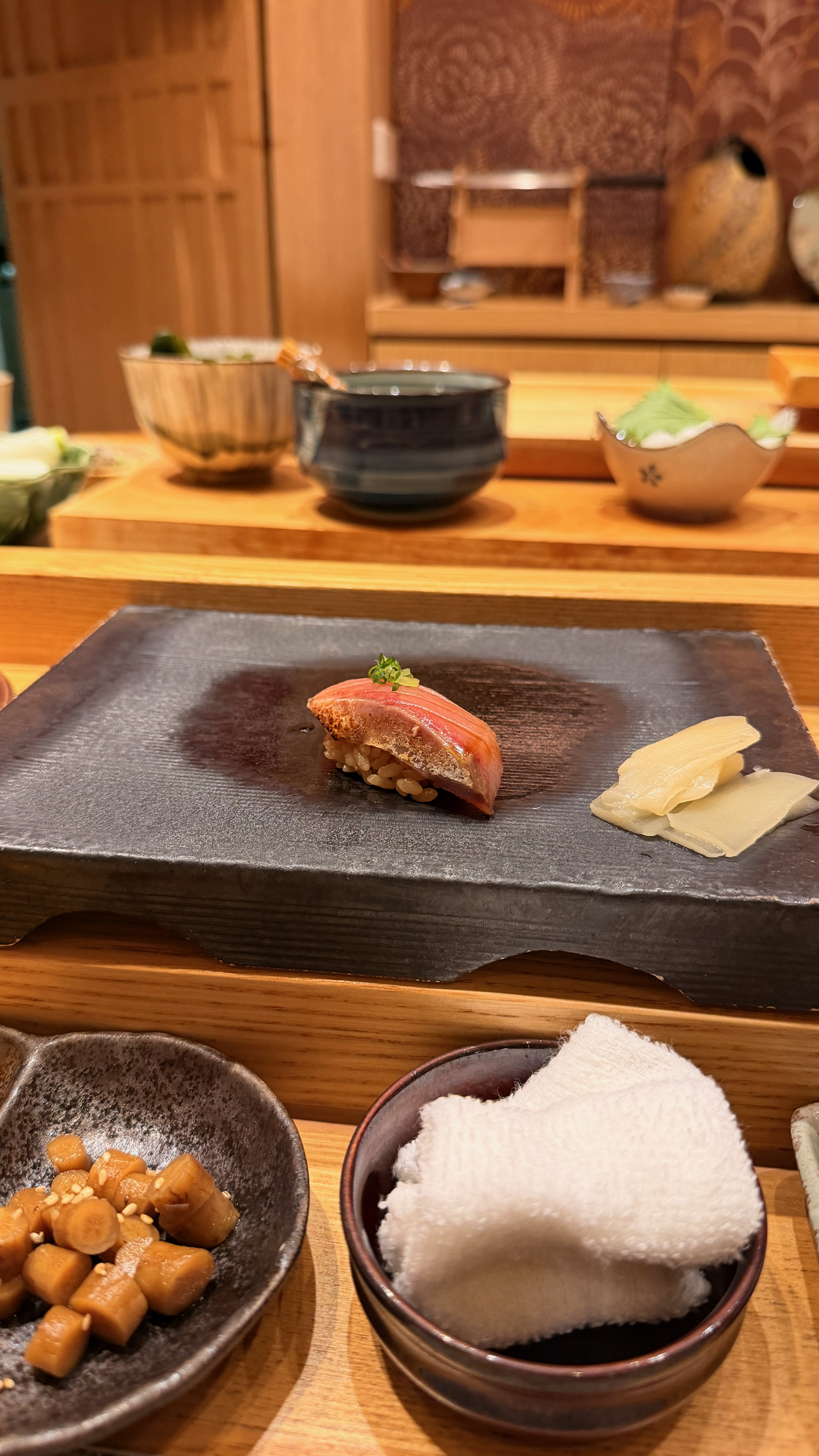 Nigiri served at the counter